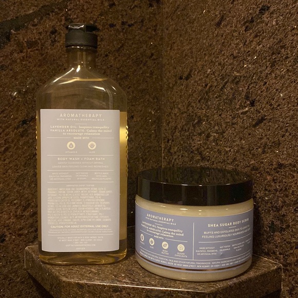💜 2-pc Set “Lavender & Vanilla” BBW Aromatherapy Body Wash + Scrub, Full Sz NWT - Picture 2 of 12